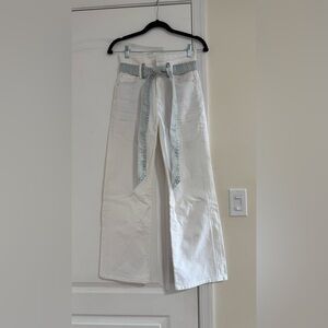 $205 7 For All Mankind Women's White Stretch
Paperbag Cropped Pants Jeans
Sz 26